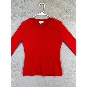 Adrienne Vittadini Sweater Womens Medium Red 100% 2ply Cashmere Pullover Ladies